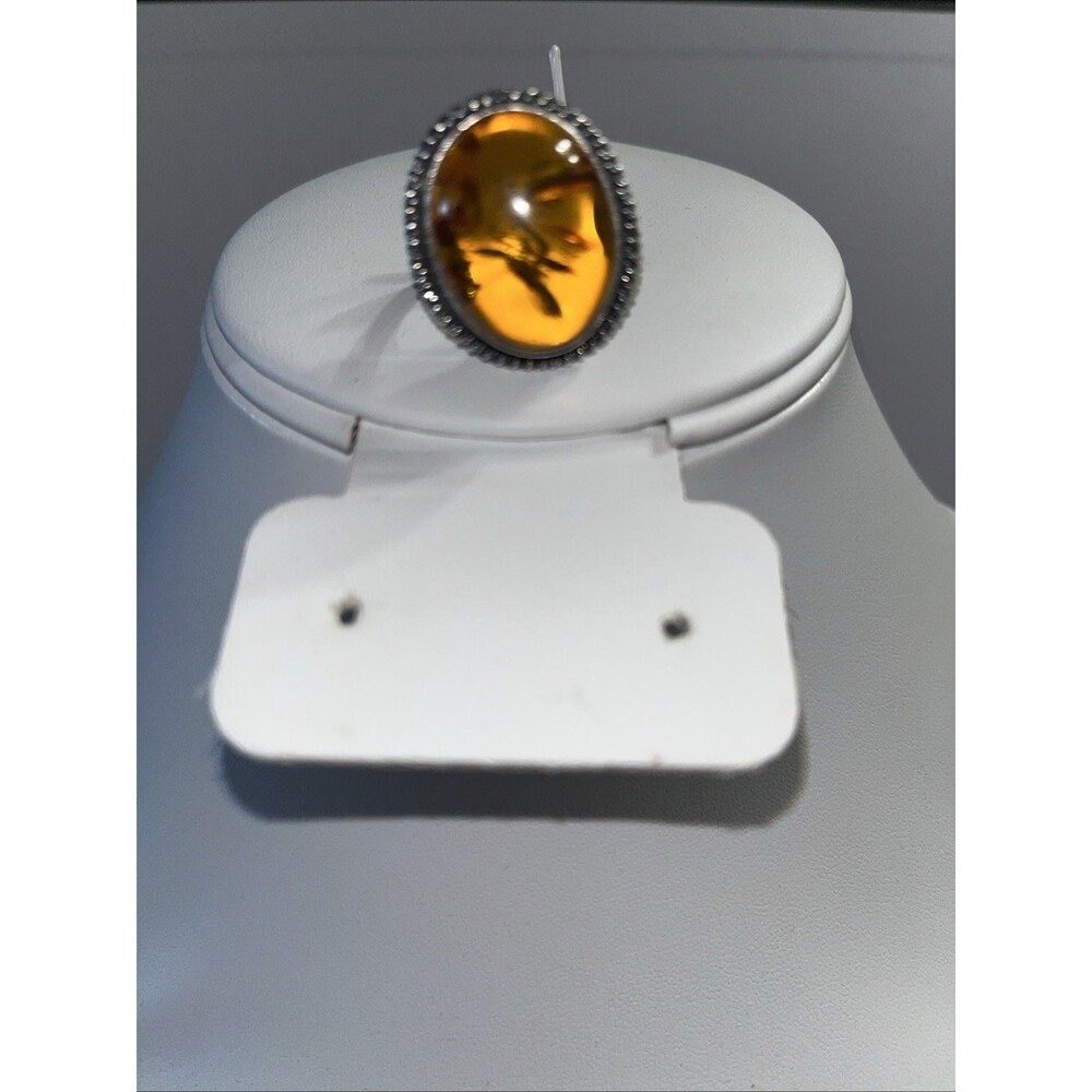 Sterling Silver 925 Baltic Amber Size 6.75 Braided Rope Ring